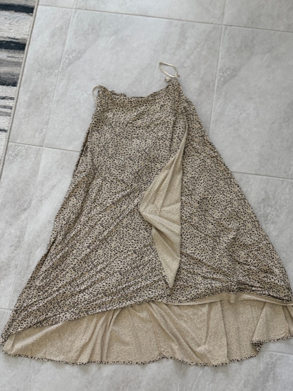 Women's Beige Animal Print Asymmetric Skirt
